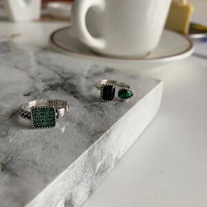 * NEW 2 pieces 925 Sterling Silver Vintage Retro Adjustable Open Ring